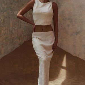 MESHKI “Mona Burnout Velvet” set of maxi skirt and cowl top. Worn once.